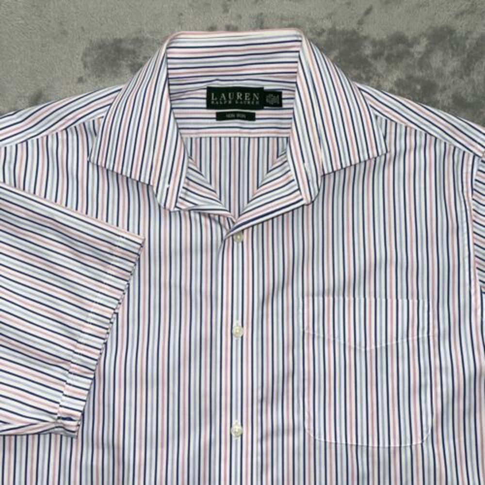 Lauren Ralph Lauren Short Sleeve Button Up Shirt Men's‎ 15.5 32/33 Non Iron EUC